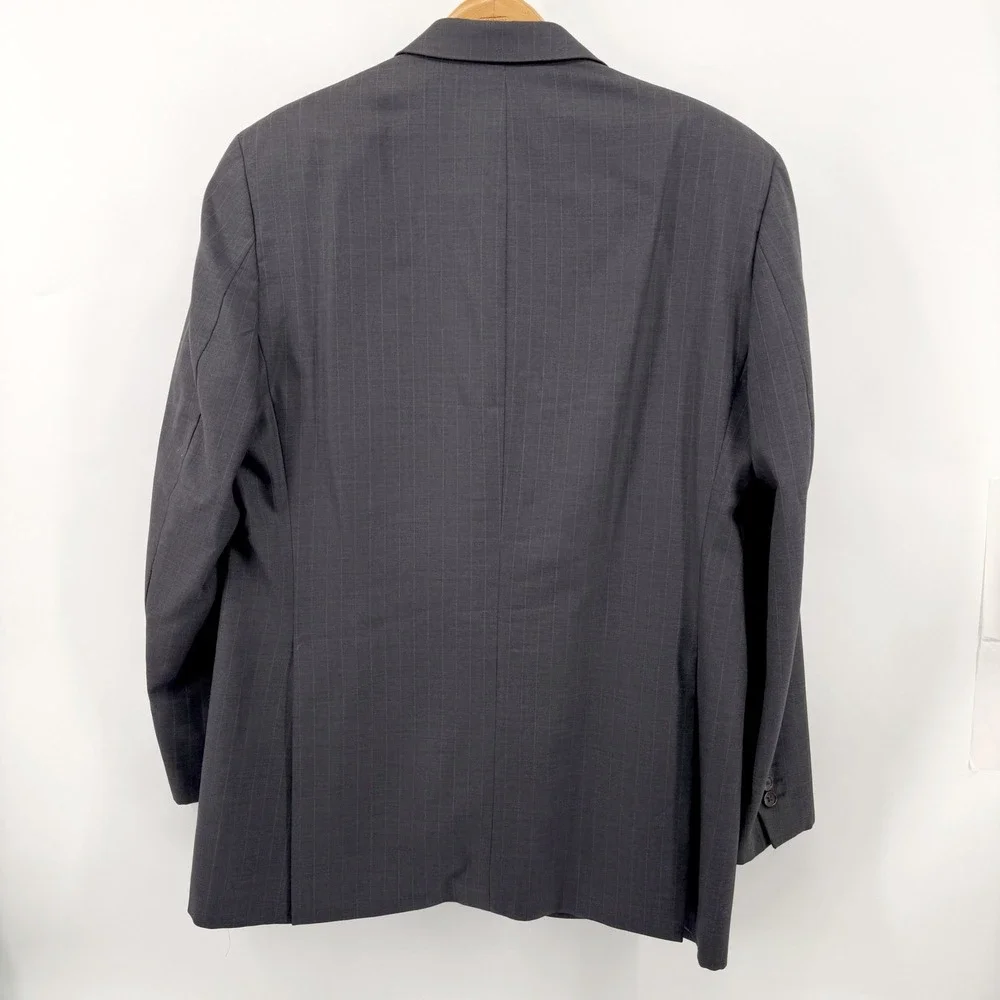 Ralph Lauren Suit Mens 43L Charcoal Gray Pinstripe 100% Wool Pants 46x30